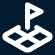 A white geometric icon on a dark blue background, featuring a triangular flag on a pole above three connected diamond shapes, represents MorningStar Senior Living Hillsboro—an ideal choice for Retirement Living.