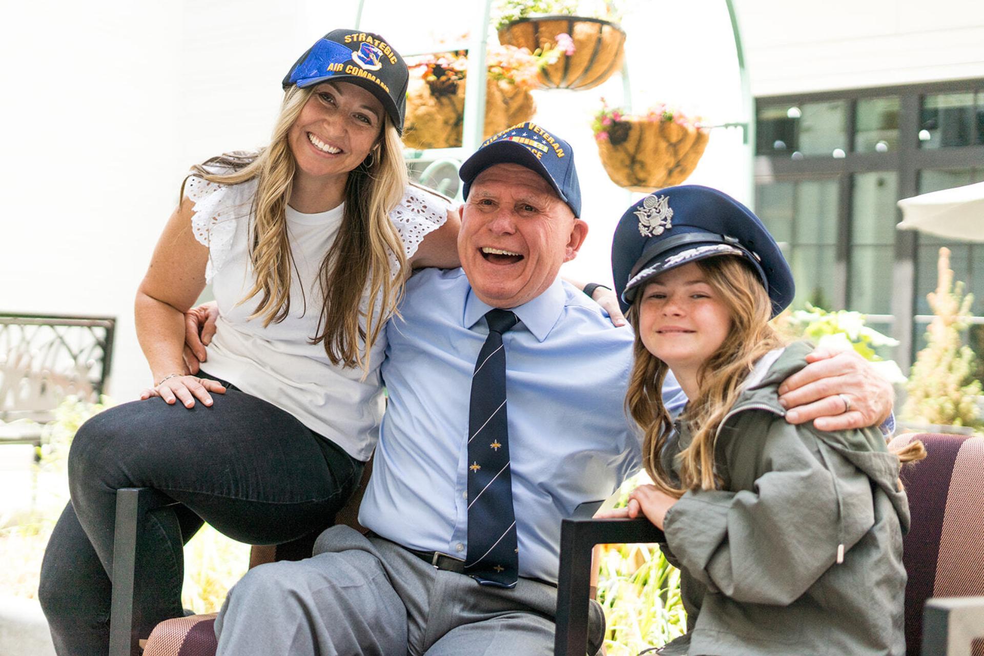 A veteran celebrating Veterans day with his family.